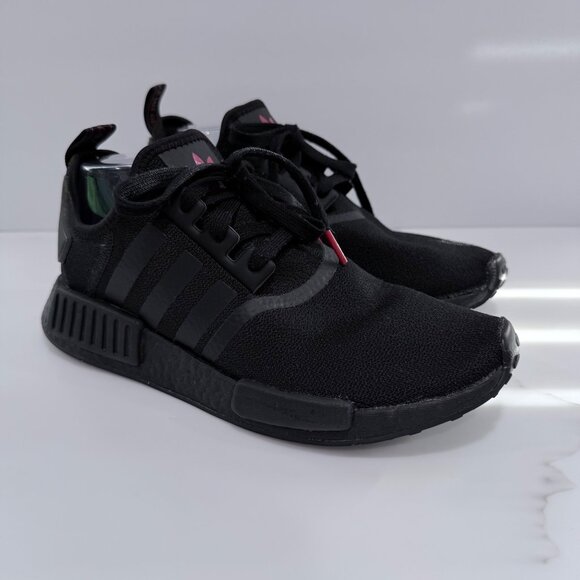 Adidas NMD R1 FY9387 Mesh Sneakers Running Shoes Workout Casual Black Womens 9 - Picture 1 of 10